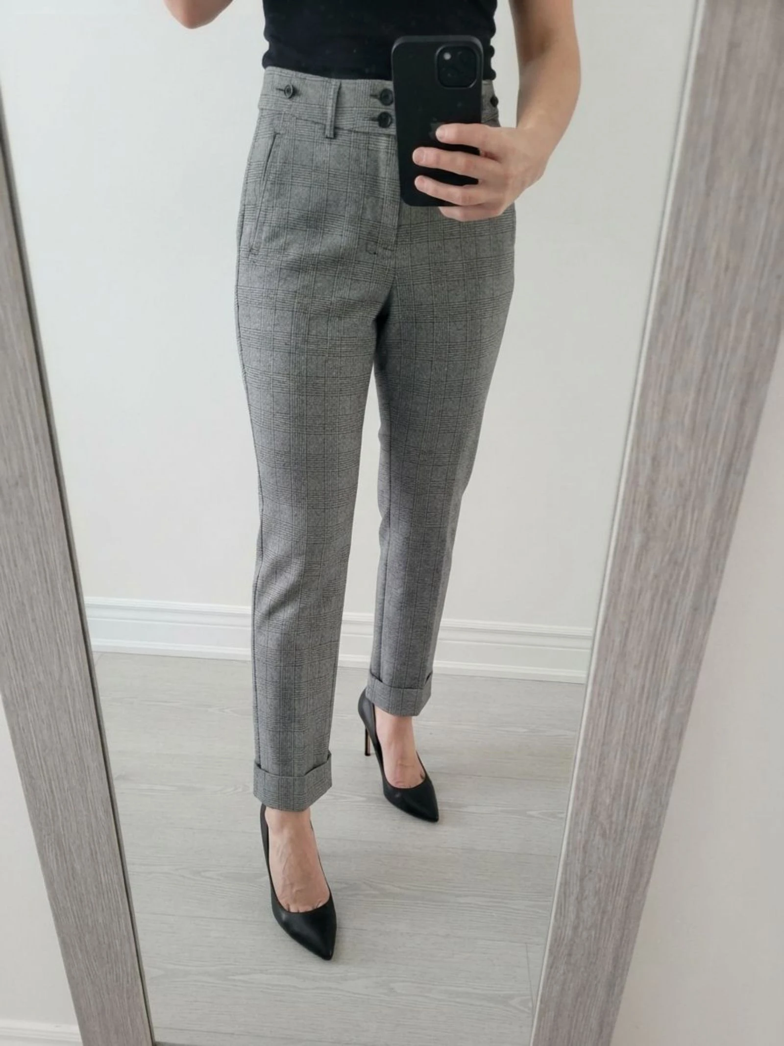 Pantalón chino cuadros C&A Glen Plaid Tailored Trousers Grey Corporate Old Money Pants